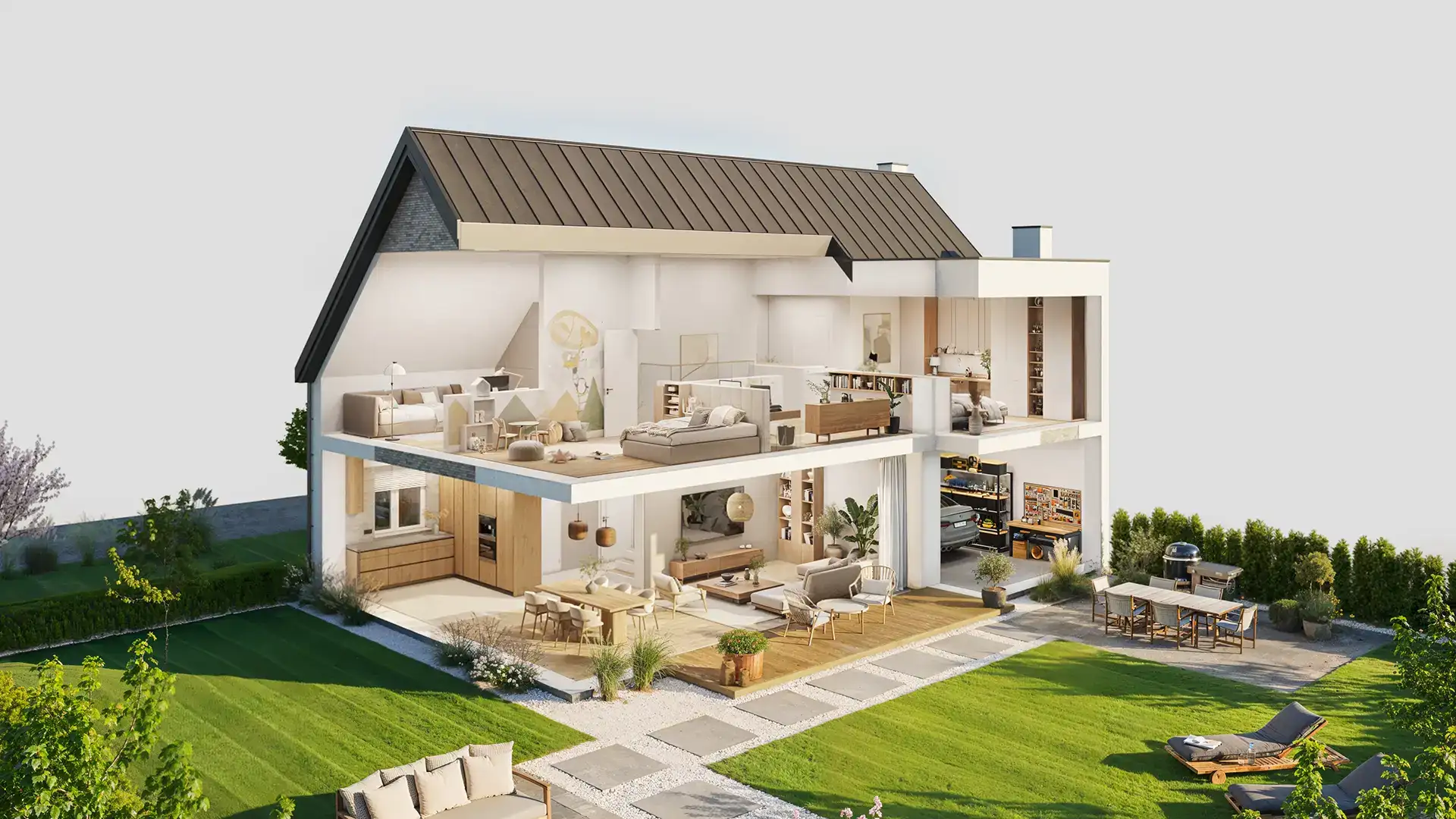 Dom w inwestycji Aleja Ptaków Leśnych w przekroju